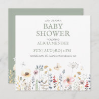 BABY SHOWER, FLORAL, BOTANICAL BABY SHOWER INVITATION