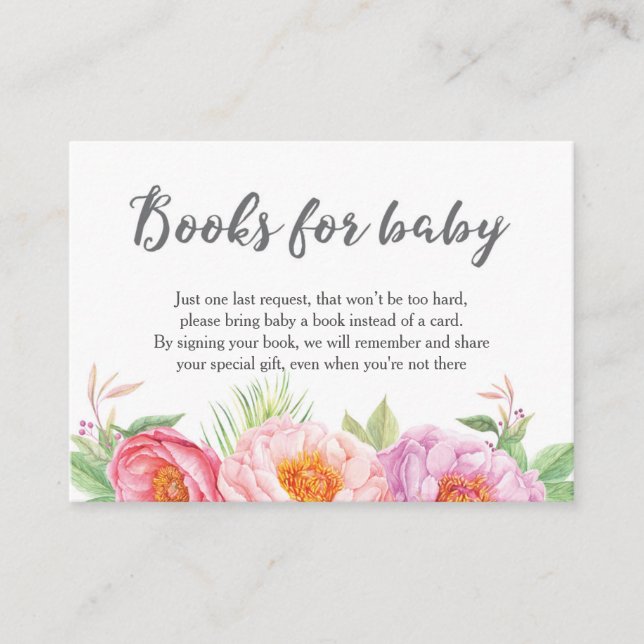 Baby Shower Floral Bring a book instead of a card (Front)