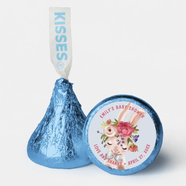 Baby Shower Floral Bunny Rabbit Cute Modern Hershey®'s Kisses® (Front)