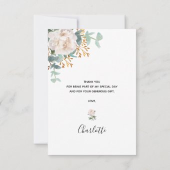 Baby Shower floral eucalyptus greenery bee elegant Thank You Card | Zazzle