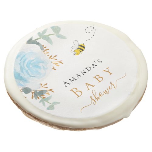 Baby Shower floral eucalyptus greenery boy bee Sugar Cookie