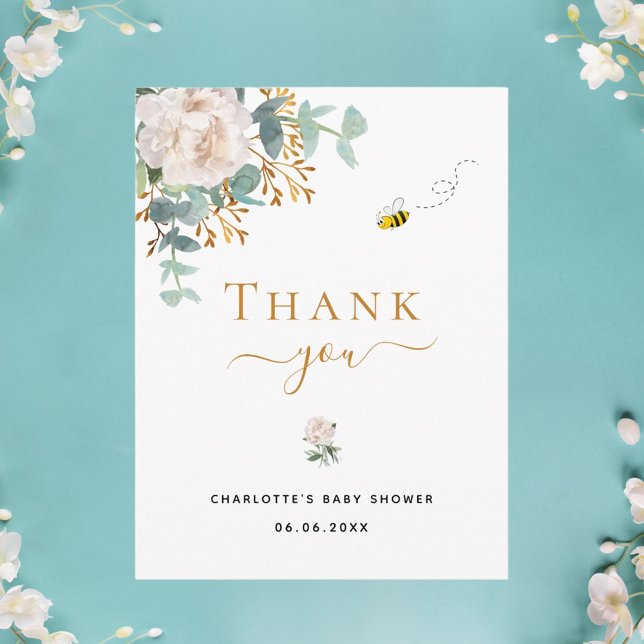 Baby Shower floral eucalyptus greenery thank you Postcard (Creator Uploaded)