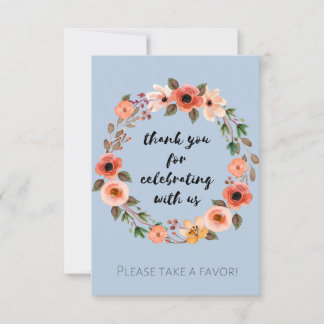 Baby Shower Floral Favor Sign Thank you Invitation