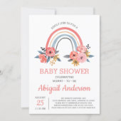 Baby Shower Floral Modern Elegant Rainbow Invitation (Front)