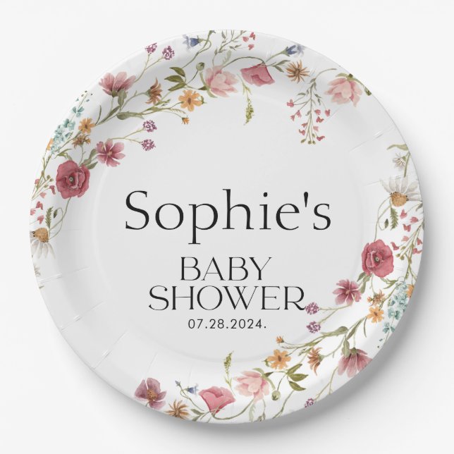 Baby Shower Floral Paper Plates (Front)
