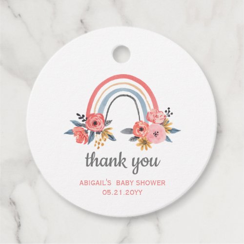 Baby Shower Floral Rainbow Thank You Favor Favor Tags