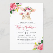 Baby Shower Floral Sweet Mom And Baby Lamb Invitation