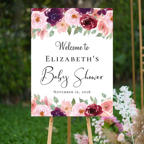 Baby Shower Floral Watercolor Welcome Foam Board