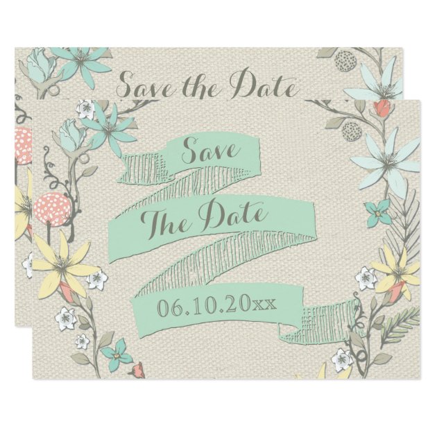 Baby Shower Floral Wreath Banner Save The Date Card