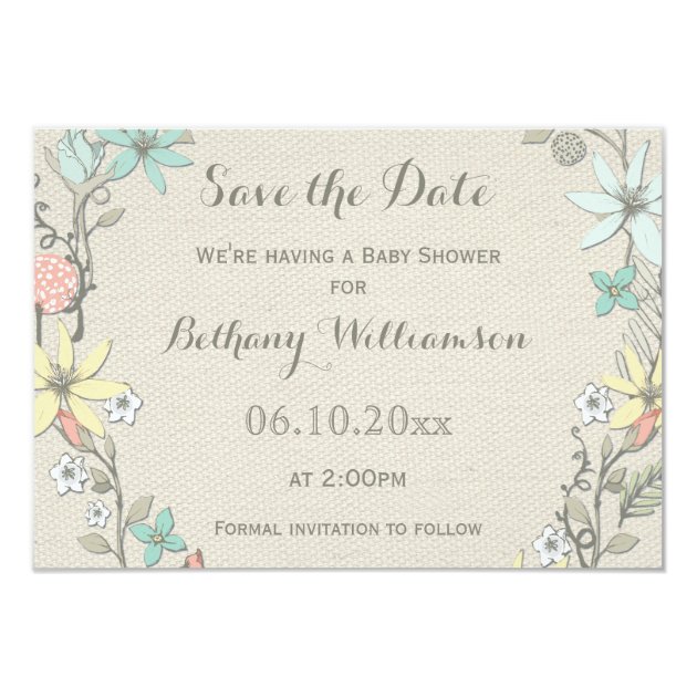 Baby Shower Floral Wreath Banner Save The Date Card