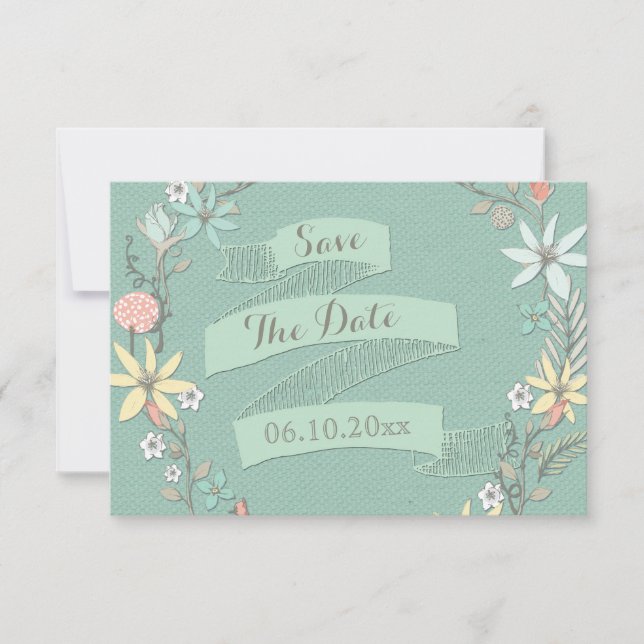 Baby Shower Floral Wreath Banner Save The Date Invitation (Front)