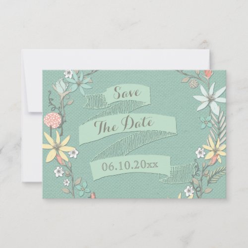 Baby Shower Floral Wreath Banner Save The Date Invitation
