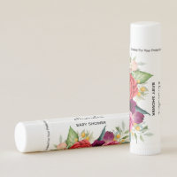 Baby shower florals name thank you lip balm