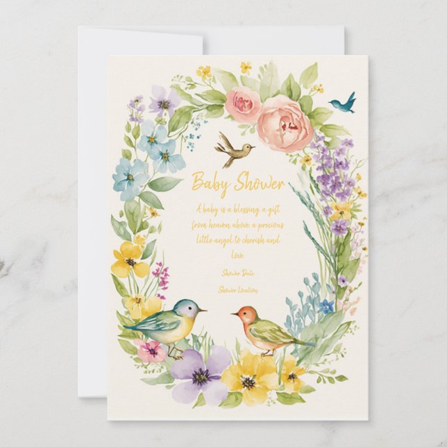 Baby Shower Flower Invitation Cards (Front)