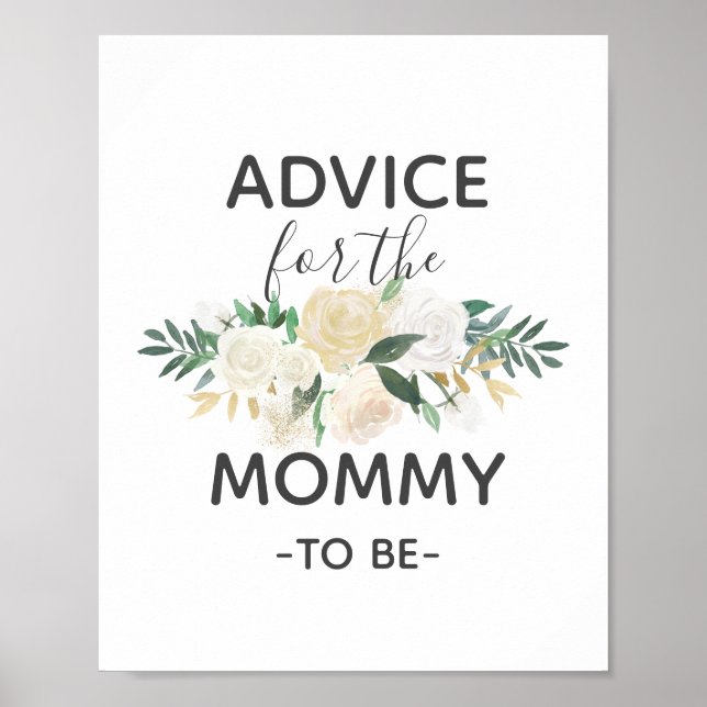 Baby Shower Flowers Advice for Mommy Sign (Front)