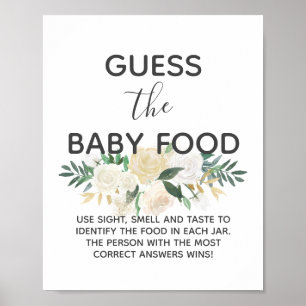Baby Shower Flowers Guess Baby Food Game Sign