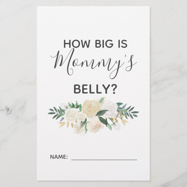 Baby Shower Flowers How Big is Mommy's Belly Game (Front)