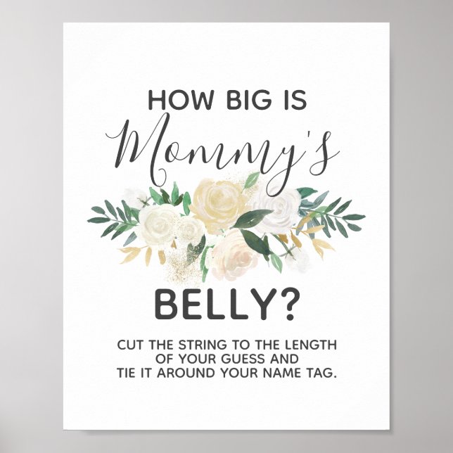 Baby Shower Flowers How Big is Mommy's Belly Game Poster (Front)