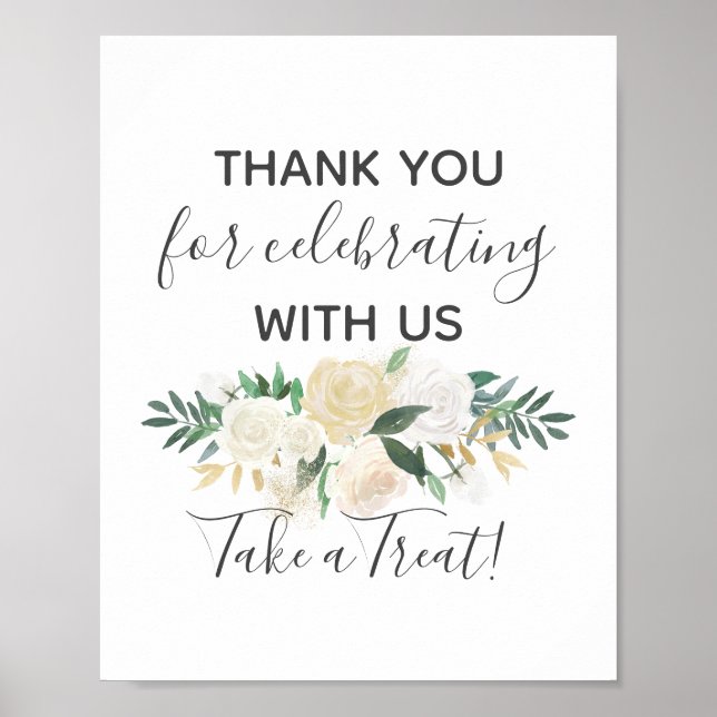 Baby Shower Flowers Take a Treat Favor Sign (Front)