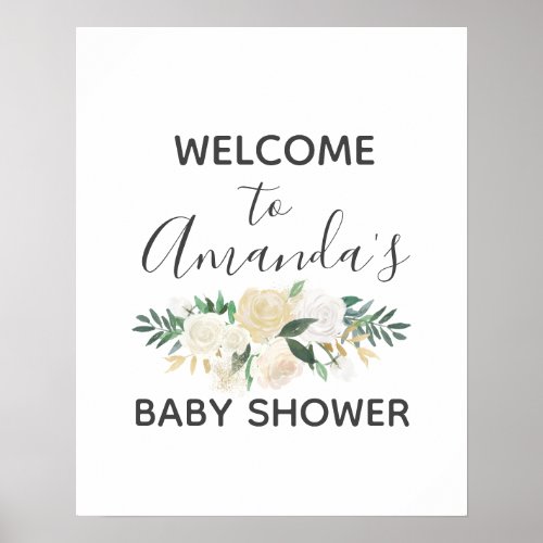 Baby Shower Flowers Welcome Sign