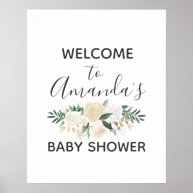 Baby Shower Flowers Welcome Sign (Front)