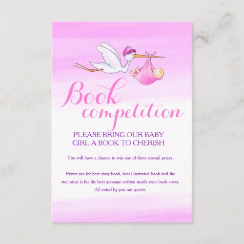 Baby shower flying stork book competition cards