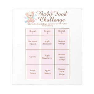 Baby Shower Food Challenge Game Activity Notepad