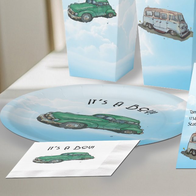 Baby shower for a boy, sedan paper plates (Creator Uploaded)