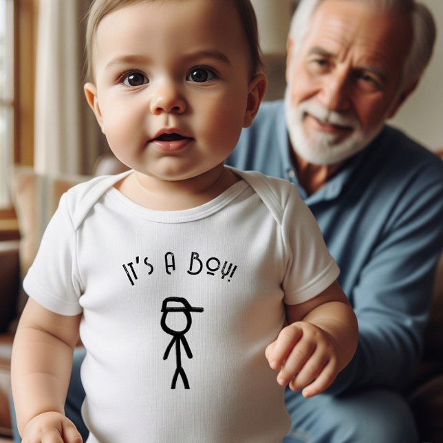 Baby shower for a boy, stick figure of a boy baby bodysuit (Creator Uploaded)