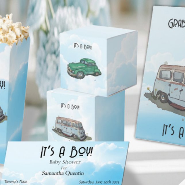 Baby shower for a boy, Van and sedan  Favor Boxes (Creator Uploaded)