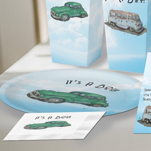 Baby shower for a boy, van paper plates (Creator Uploaded)