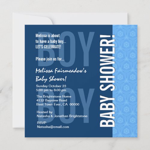 Baby Shower for Boy Blue Modern B451 Custom Announcements