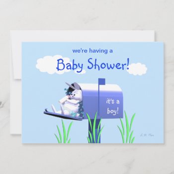 Baby Shower For Boy - Bunny In Mailbox Invitation by xfinity7 at Zazzle