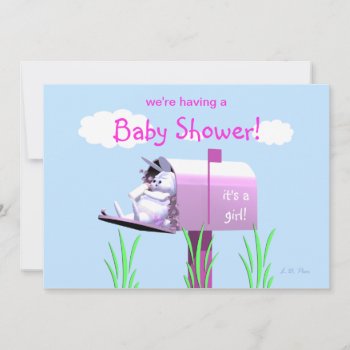 Baby Shower For Girl - Bunny In Mailbox Invitation by xfinity7 at Zazzle