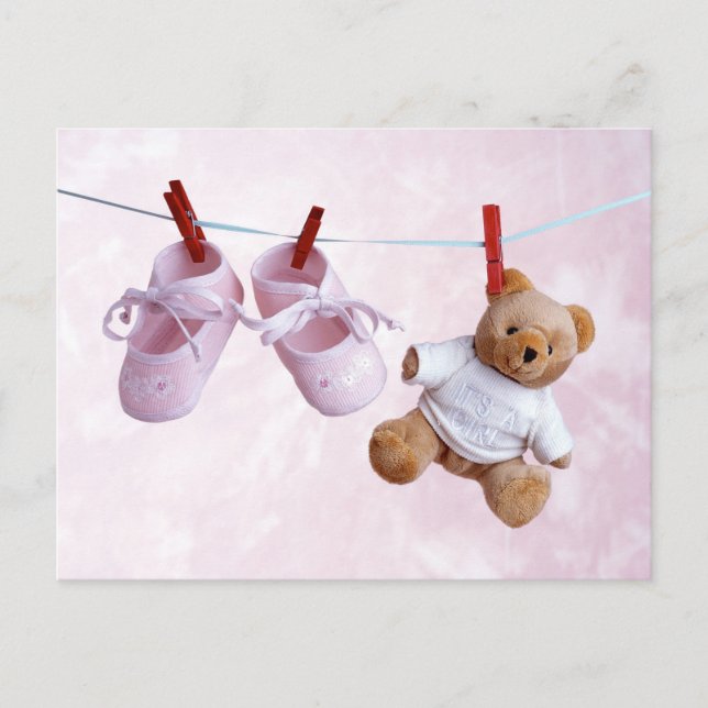 Baby shower for girl invitation postcard (Front)