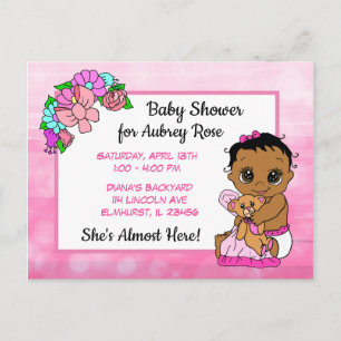Baby Shower for Girl, Pink Bow Ethnic Baby Invite