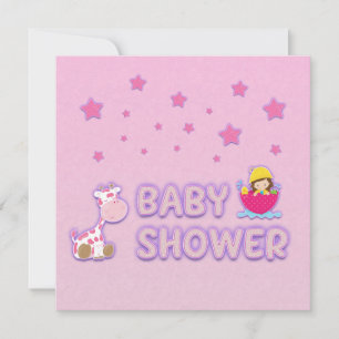 Baby Shower for Girl Stars and Giraffe Invitation