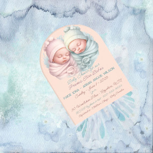 Baby Shower for Precious Twin Girl and Boy Babies Acrylic Invitations