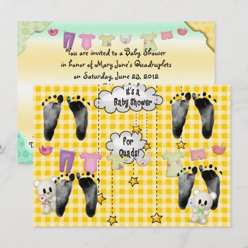 Baby Shower for Quadruplets Custom Invite