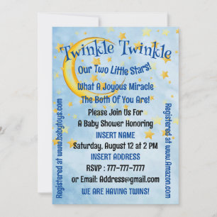 Baby Shower For Twin Boys, Flat Card