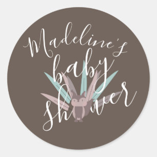 Baby Shower Fox Bohemian Feathers  Classic Round Sticker