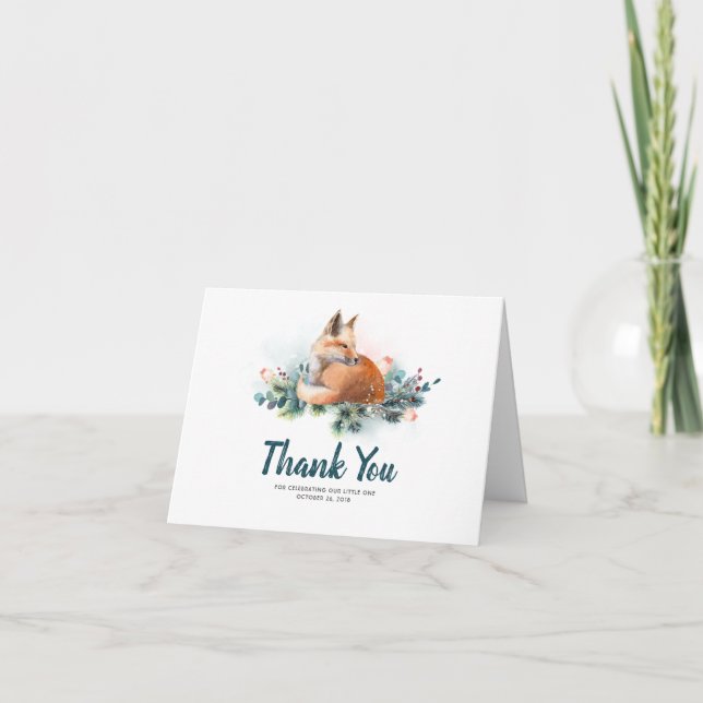 Baby Shower Fox Thank You Card (Front)