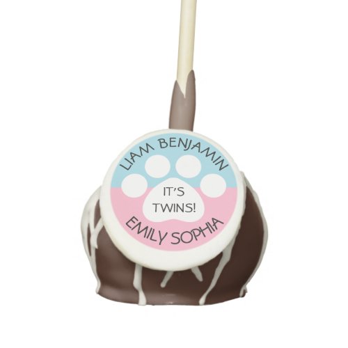 Baby Shower _ Fraternal Twins _ Paw Print Theme Cake Pops