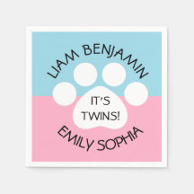 Baby Shower - Fraternal Twins - Paw Print Theme