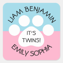 Baby Shower - Fraternal Twins - Paw Print Theme