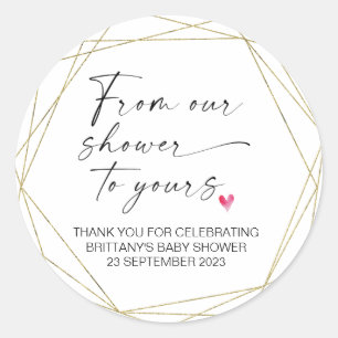 Baby Shower From Our Shower to Yours Party Favour Classic Round Sticker