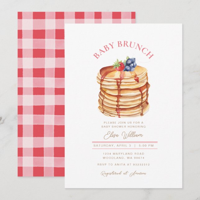  Baby Shower Fruit Pancake Brunch  Invitation (Front/Back)