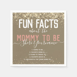 Baby Shower Fun Facts Gold Glitter Girly Napkin