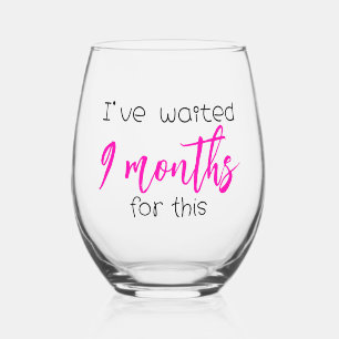 Baby Shower Funny Saying for New Mom Stemless Wine Glass