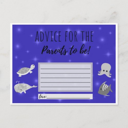 Baby Shower Game _ Advice to the parents to be Postcard